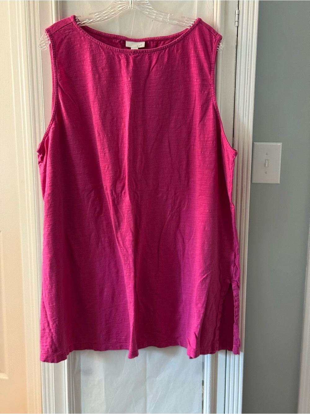 J. Jill Pink Cotton Round Neck Sleeveless Tunic Side Slits Size 3X